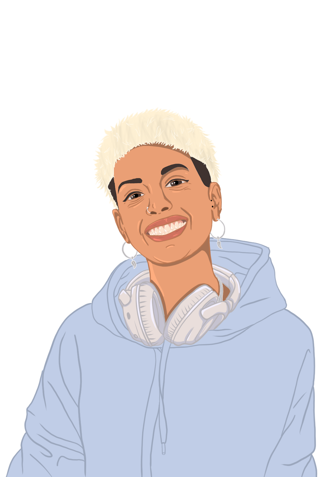 A portrait illustration of a girl with short blond hair